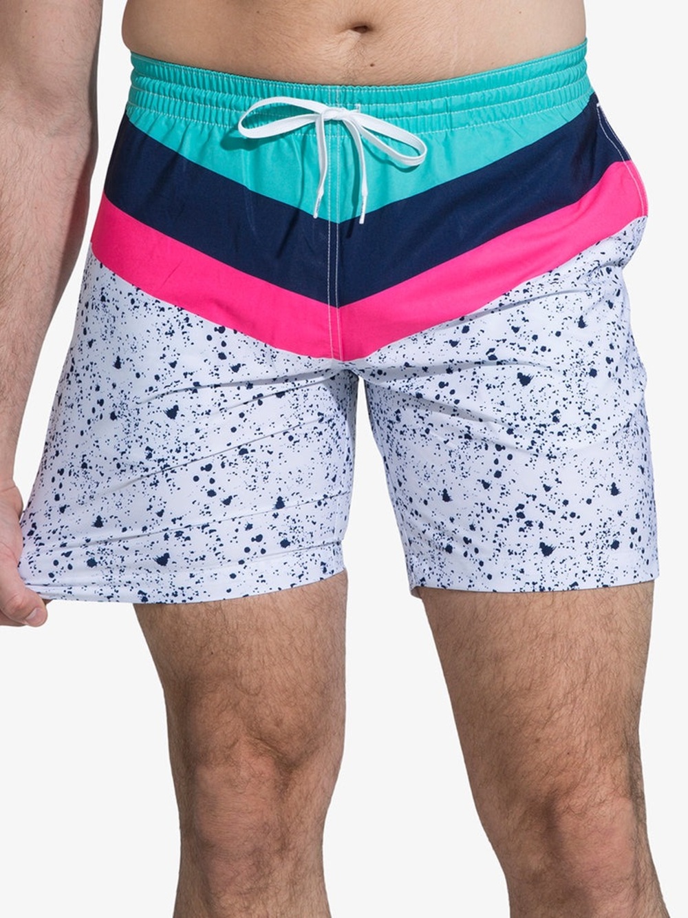 CHUBBIES The Aquatic Libations Swim Trunks Specks & Stripes Large 5.5” Inseam